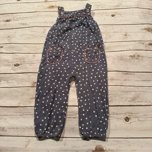 Mini Boden blue kitty overalls guc for age 18/24